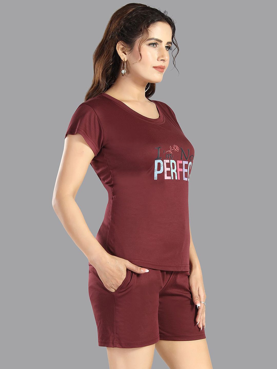 Women Typography Printed Night suit