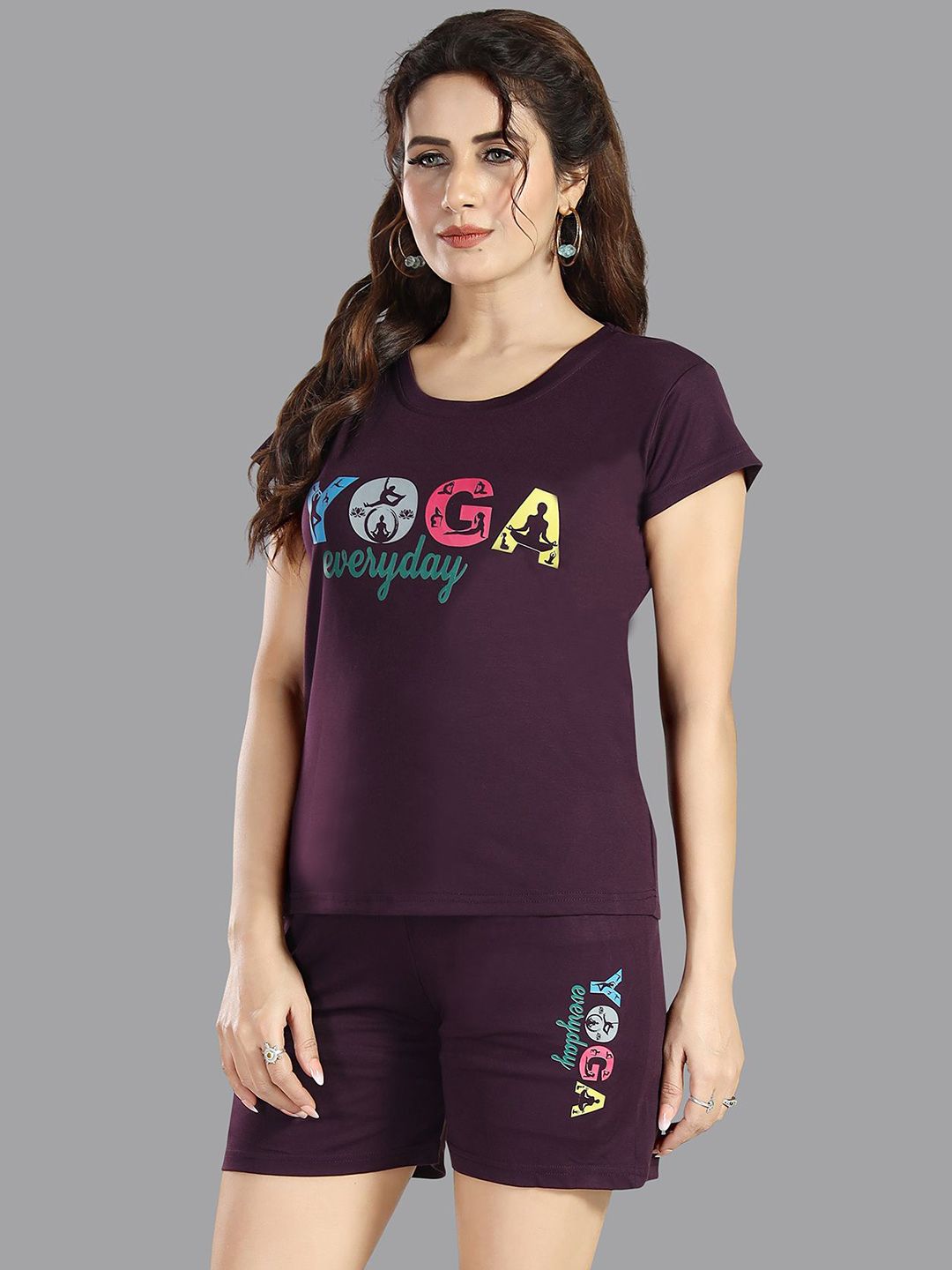 Women Typography Printed Night suit