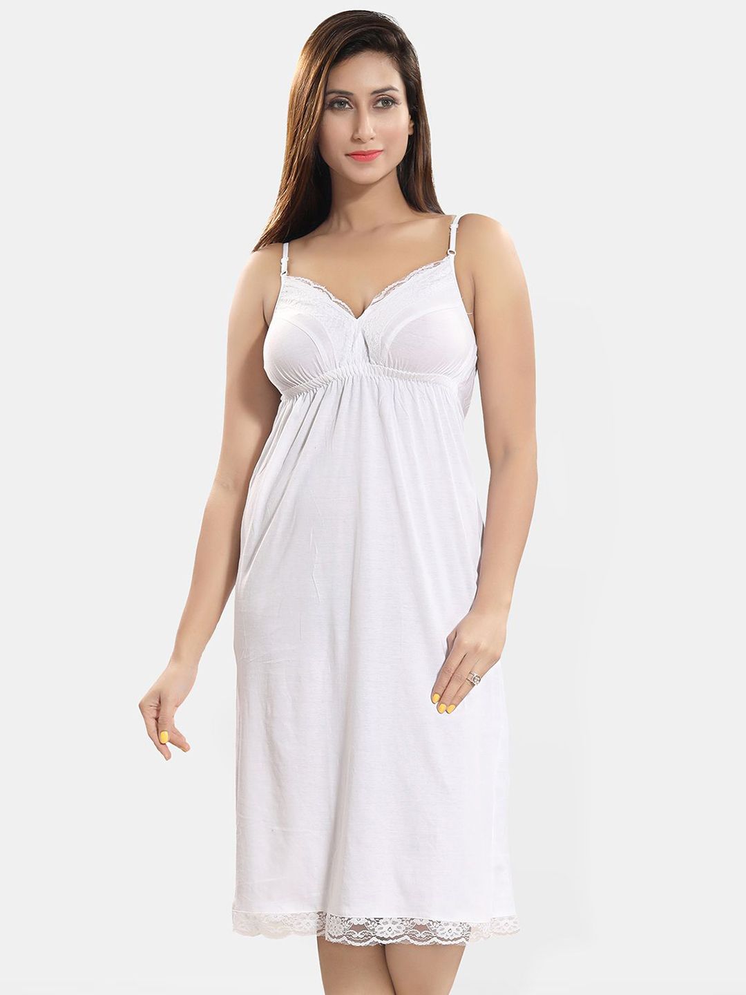 Be You Women Shoulder Straps Lace Pure Cotton Nightdress