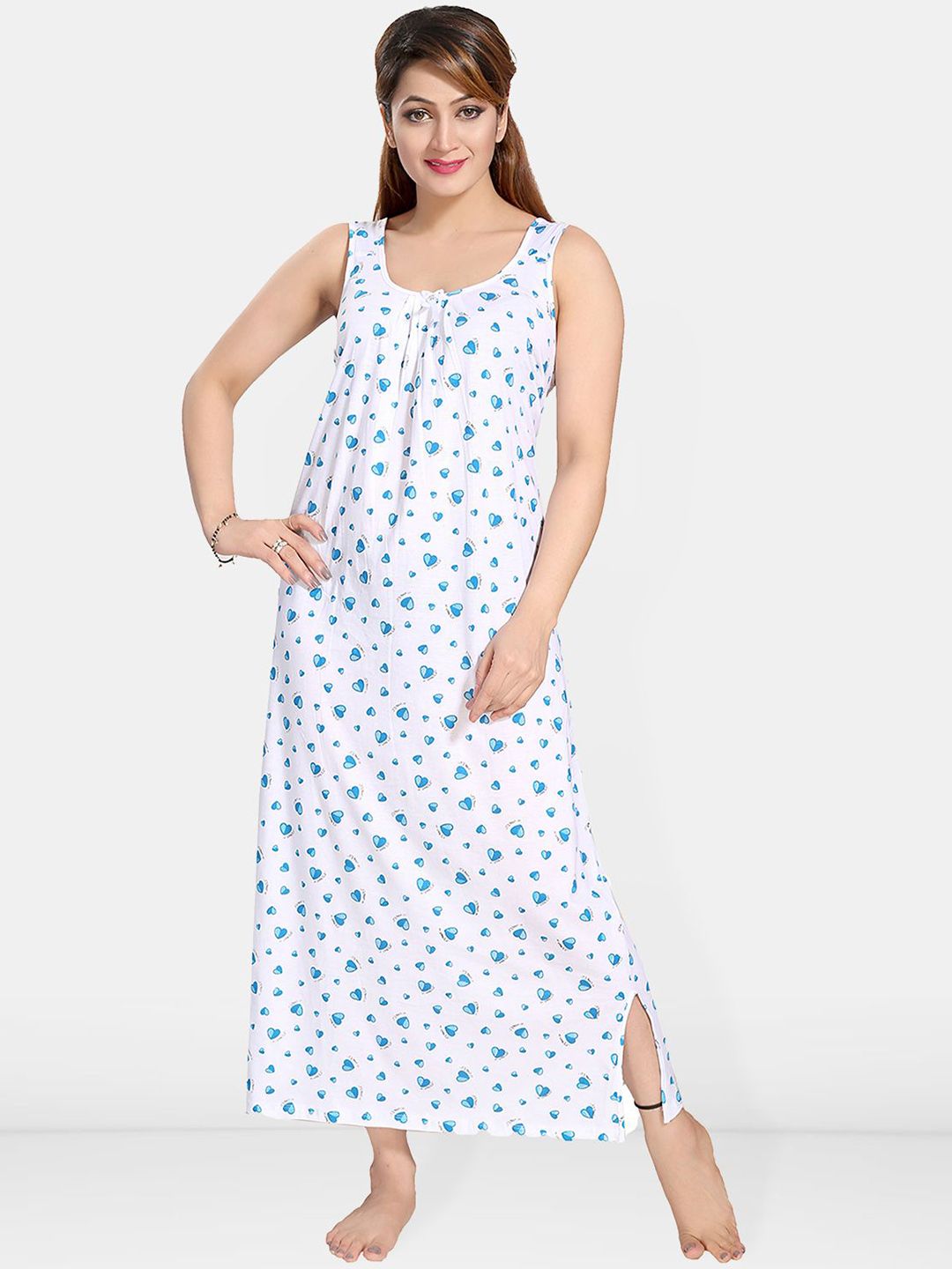 Be You Women Printed A-line Maxi Nightdress