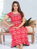 Be You Geometric Printed Square Neck Maxi Regular Nightdress
