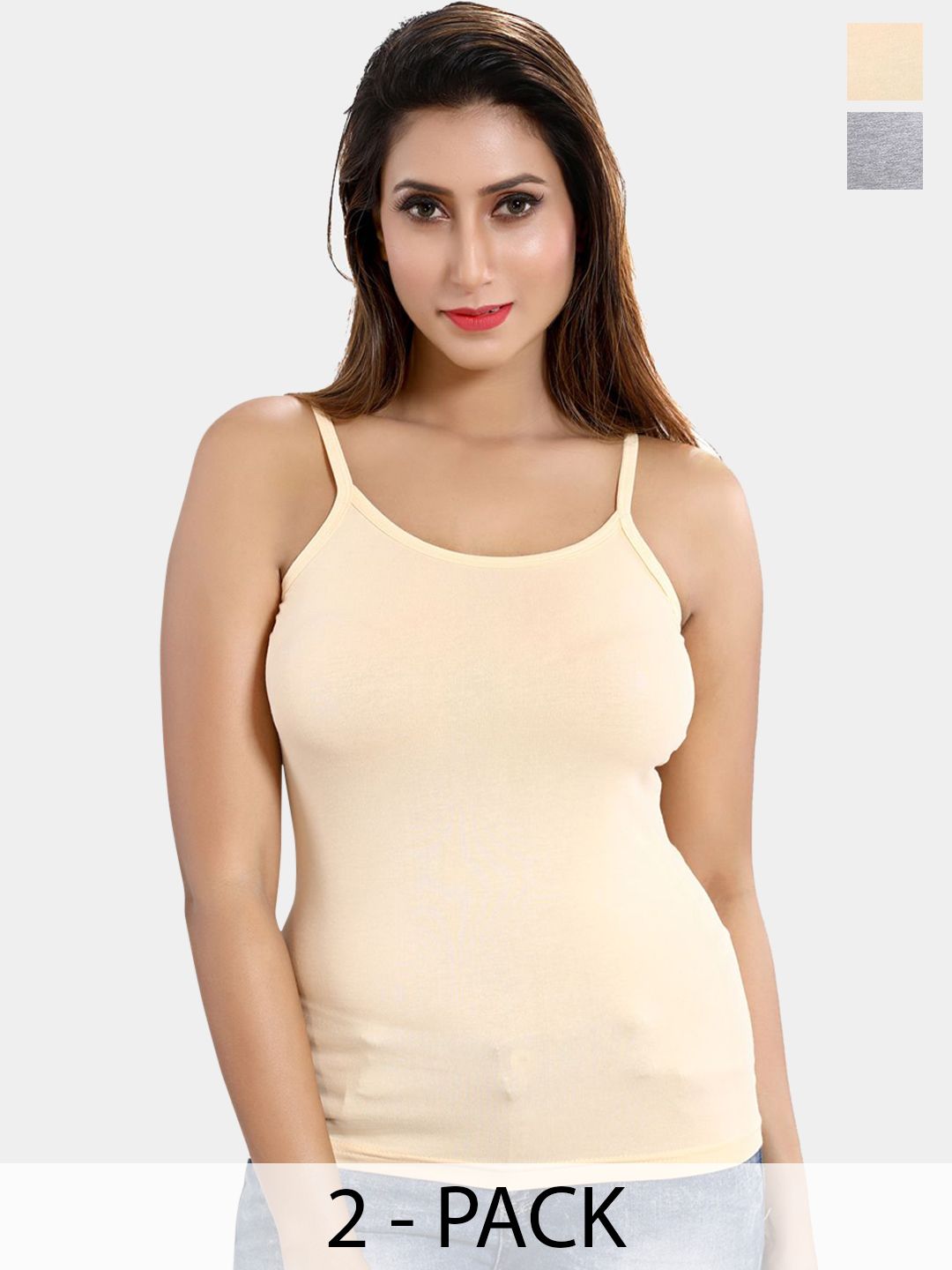 Be You Women Solid Pack Of 2 Non-Padded Camisoles