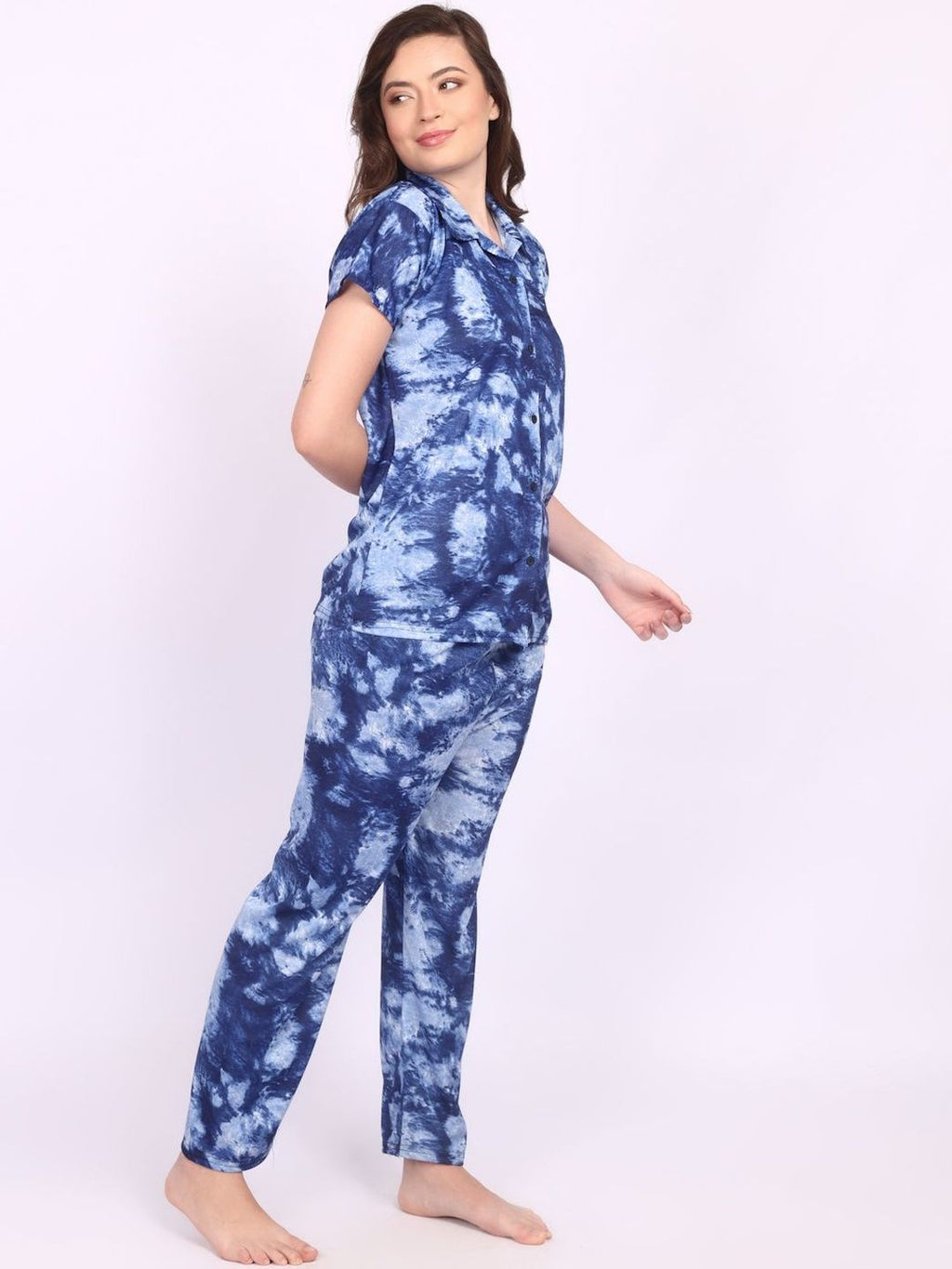 Women Tie-Dye Printed Top & Pyjama Night suit