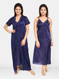 Be You Women Satin Shoulder Straps Maxi Wrap Nightdress with Robe