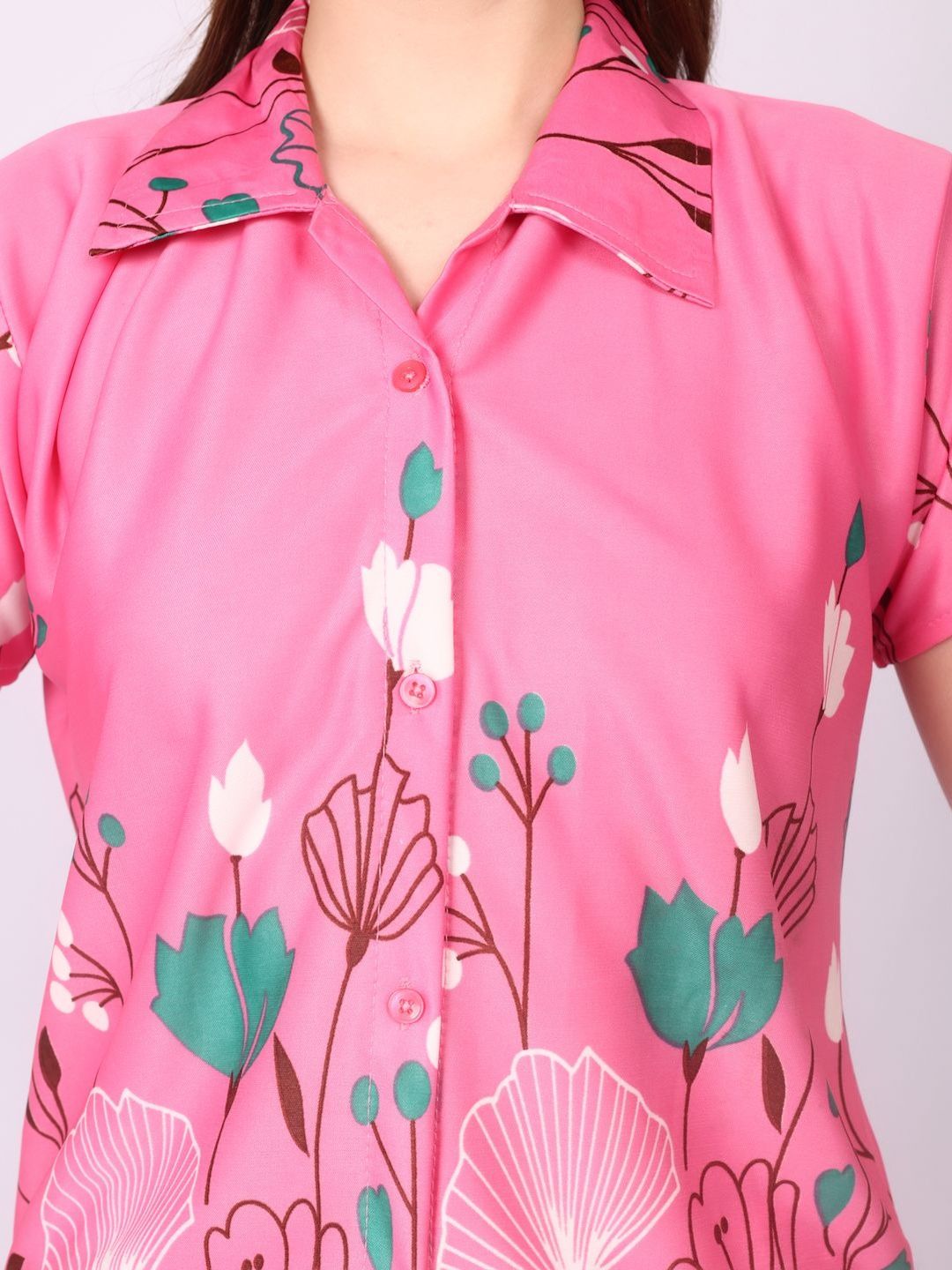 Women Floral Printed Top & Pyjama Night suit