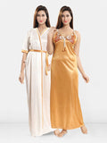 Be You Women Sleeveless Satin Maxi Nightdress With Robe