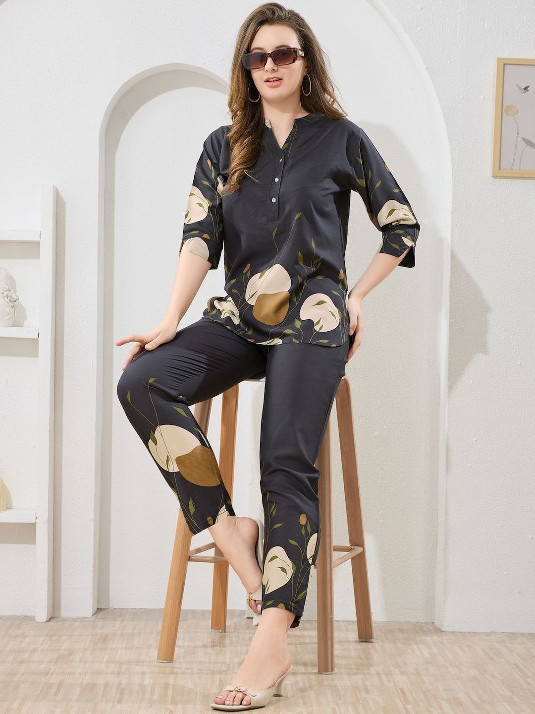 Be You Printed Top With Trousers Co-Ords