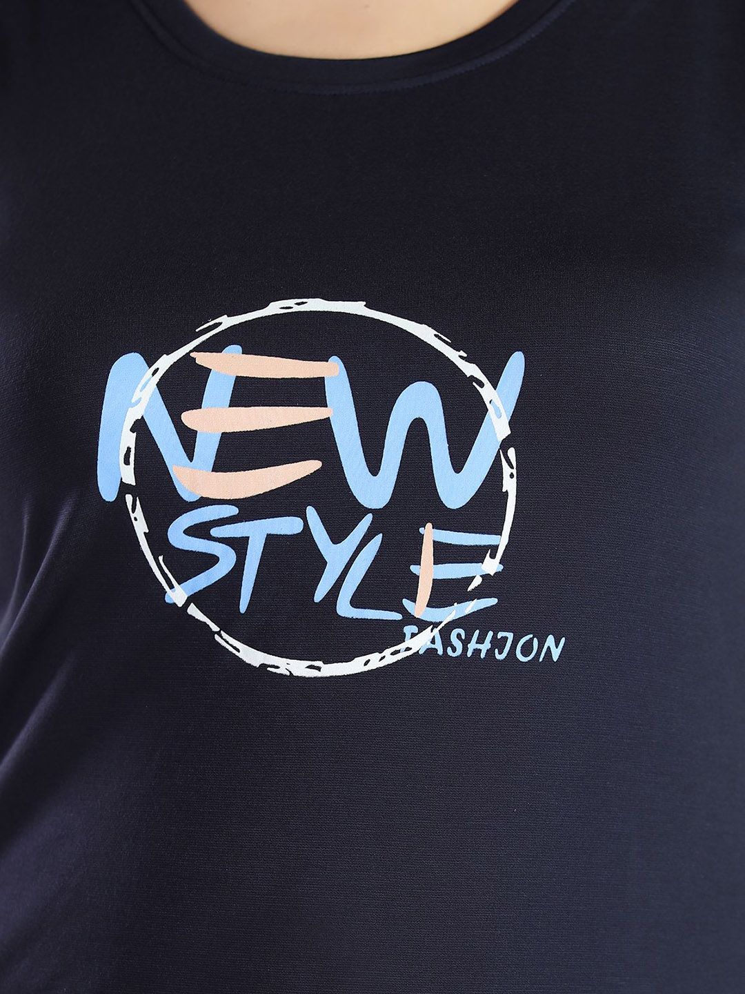 Women Typography Printed Round Neck Regular Night suit