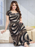 Be You Sarina Satin Spiral Printed Maxi Nightdress