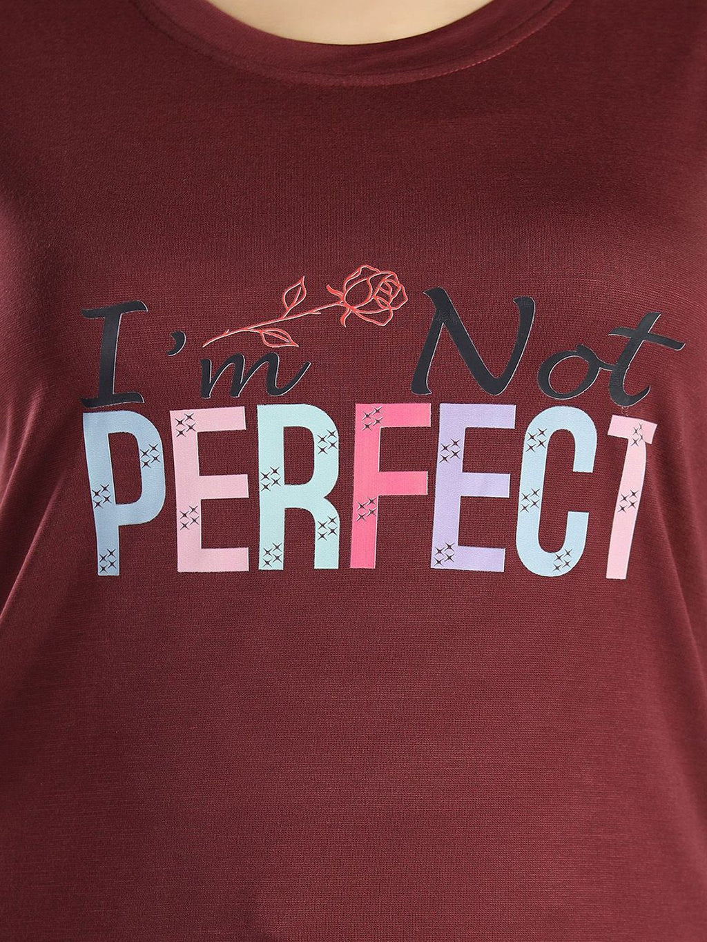 Women Typography Printed Night suit