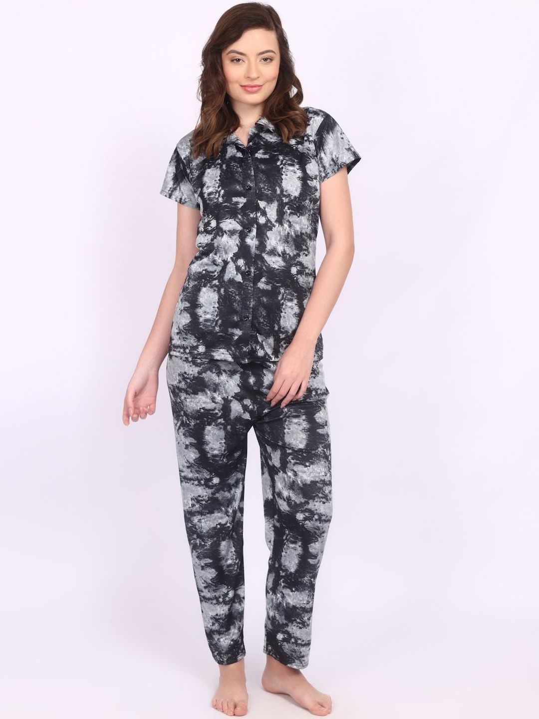 Be You Women Tie-Dye Print Top & Pyjama Night suit