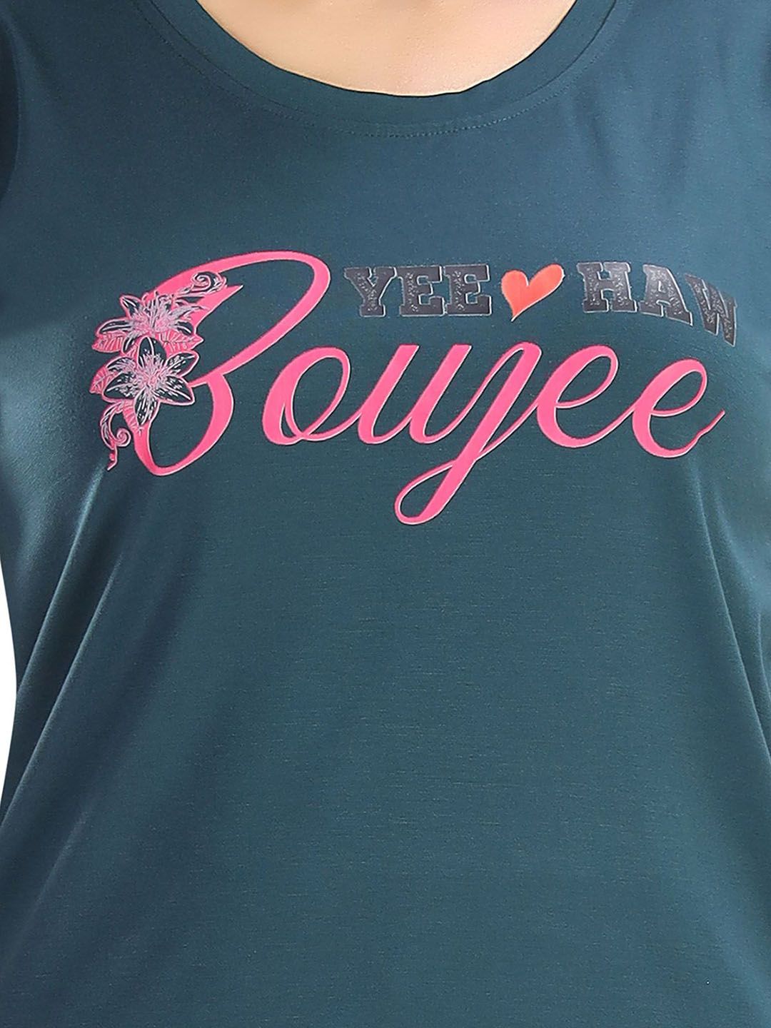 Women Typography Printed T-shirt & Shorts Night suit