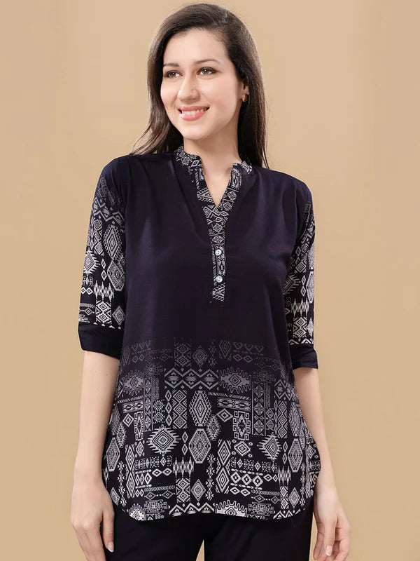 Black Geometric Tunic Co-ord Set