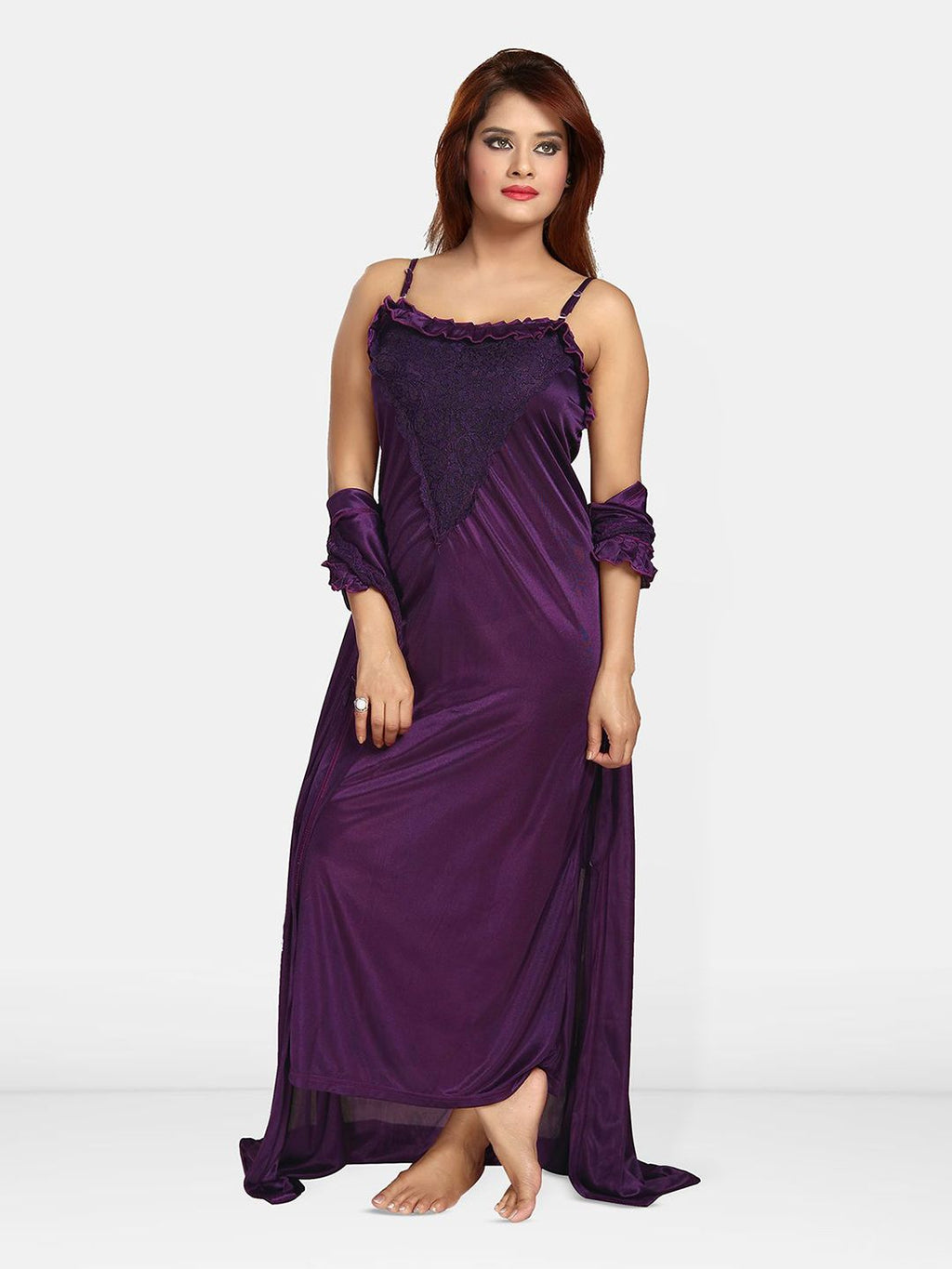 Satin Maxi Nightdress With Robe