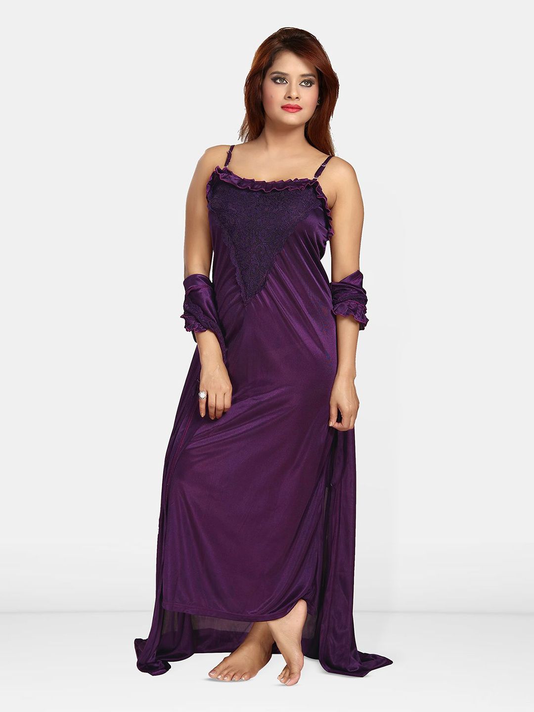 Satin Maxi Nightdress With Robe